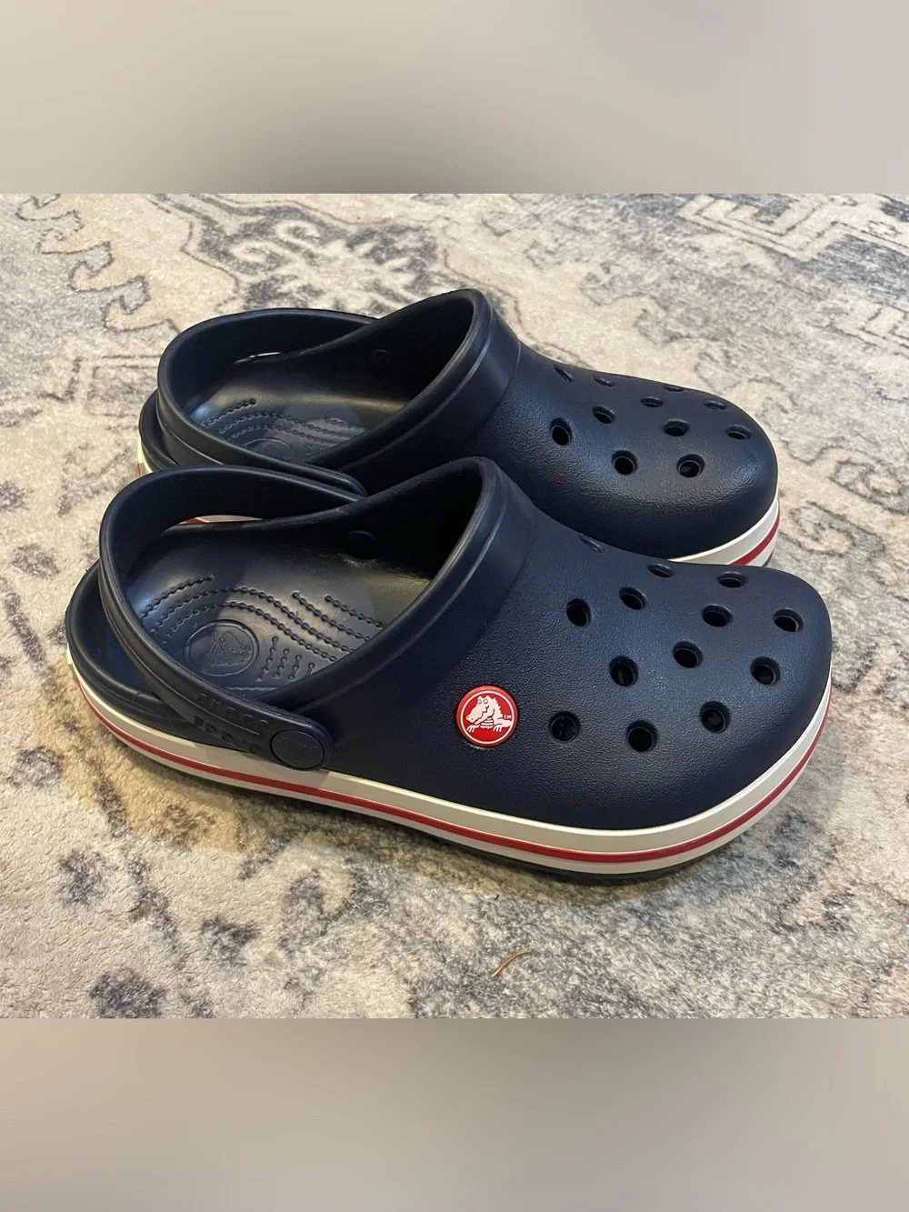 CROCS Kids Navy Clog with Red and White Stripe New Without Box